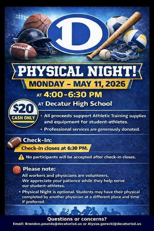 Decatur_MMS's tweet photo. Save yourself the hassle and get your physical for next season out of the way today! https://t.co/lU8KvdRny9