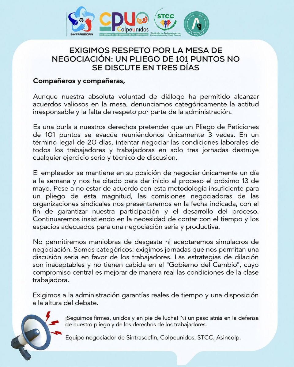 Sindicato de Trabajadores de Colpensiones STCC tweet media
