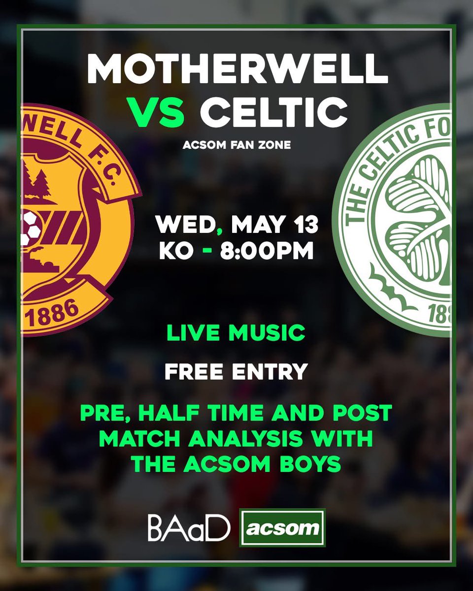 ACSOMPOD's tweet photo. 🍀 The ACSOM Fanzone at BAaD

🎙️ Live music from DAVIE MCKENDRICK
📺 All the action on the big screen
🥧 Half-time pies
✅ FREE entry

🪑 Book your seats here: https://t.co/fZJJUSNTmx https://t.co/Hq5IFgObFx