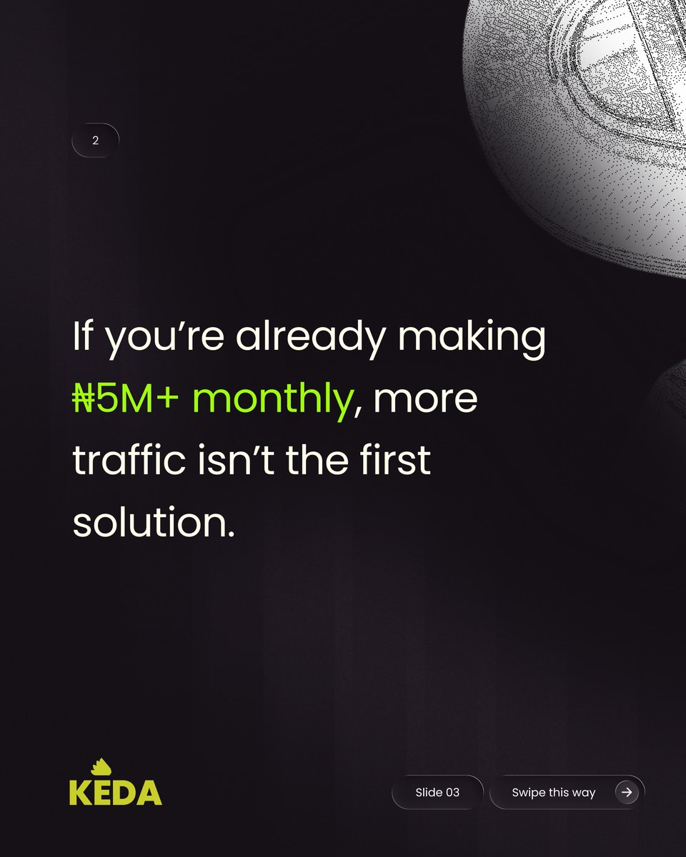 growithkeda's tweet photo. Most businesses get this wrong:  

They try to scale before they optimize.  

So they throw more money into ads…  

Without fixing what happens after the click.  

That’s how you end up with high traffic and low result. 

Traffic is not the bottleneck.  

Conversion is. https://t.co/cXu4A4WBcg
