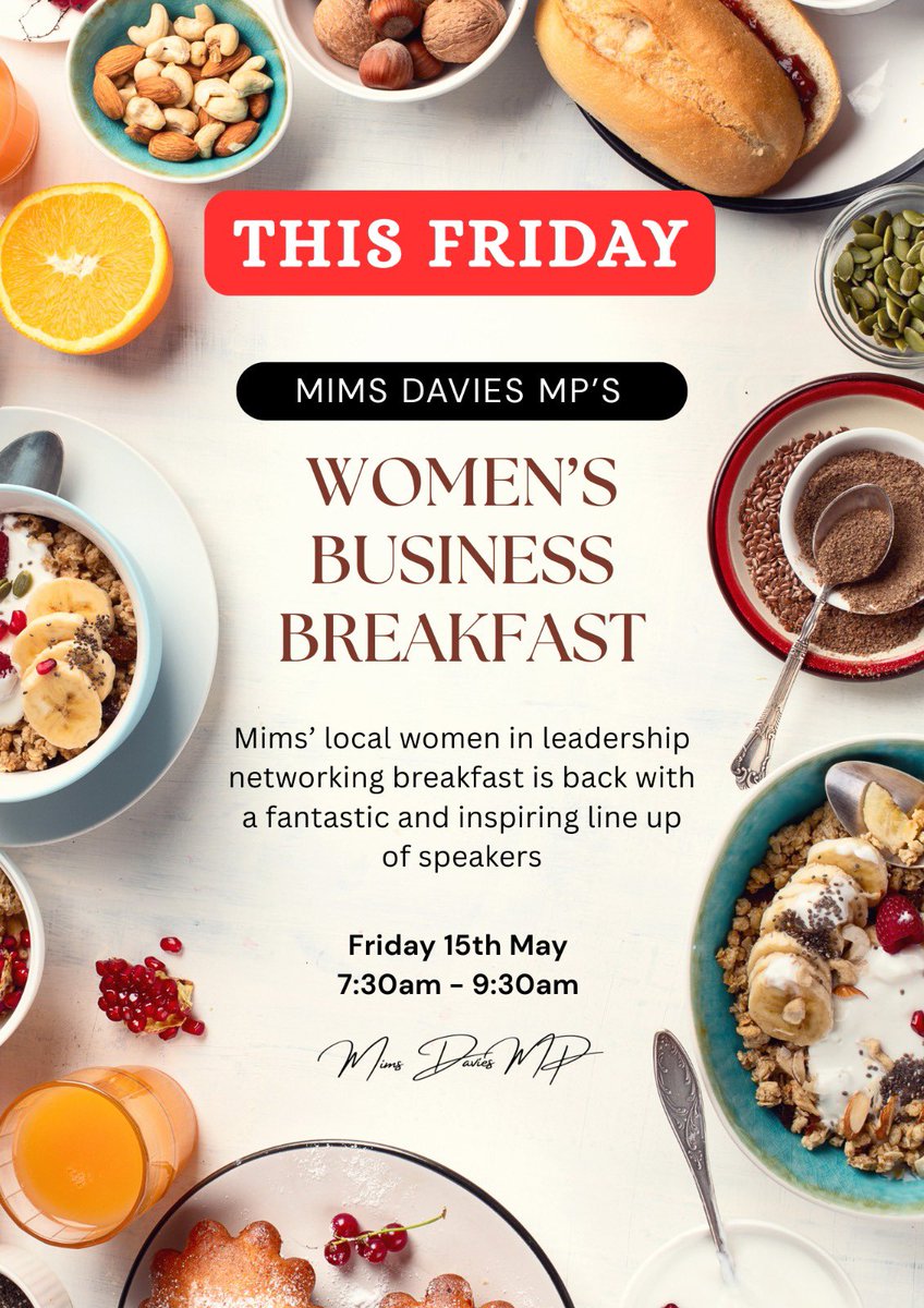 mimsdavies's tweet photo. π¨ This Friday - Last Chance for Tickets
π€© I'm thrilled to be hosting my Women's Business Breakfast near #ForestRow
βοΈ Start your day with inspiration, connection & an opportunity to come together, share ideas & support one another's growth
β¨ A fantastic chance to #network with likeminded women, & hear from our incredible speakers - Conservationist and Adventurer, #TomHicks, & Retired #Olympic Swimmer & local business woman, #KarenPickering MBE, whilst enjoying a delicious continental breakfast π₯β
ποΈ Register for the last few tickets:
https://t.co/lauoswam2P