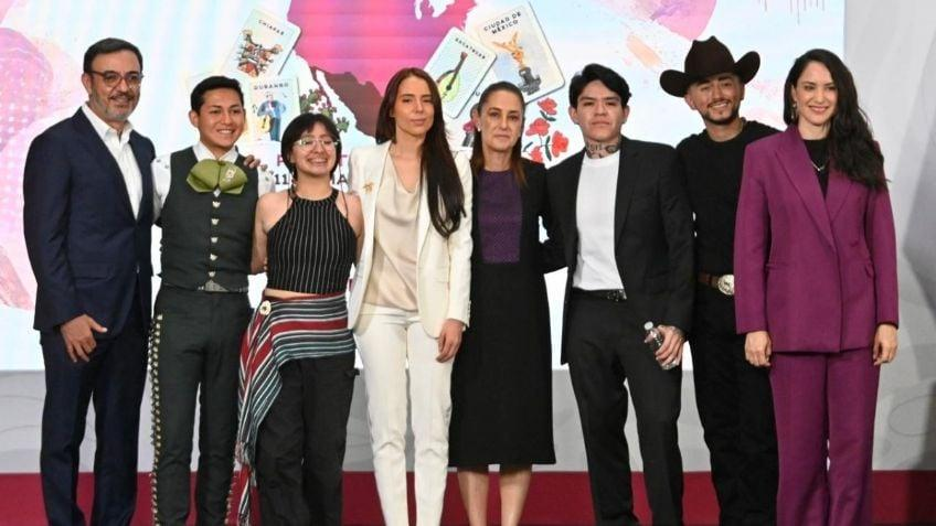 Majo Aguilar y Junior H sorprenden en la Mañanera para presentar la segunda edición de México Canta junto a la presidenta Claudia Sheinbaum