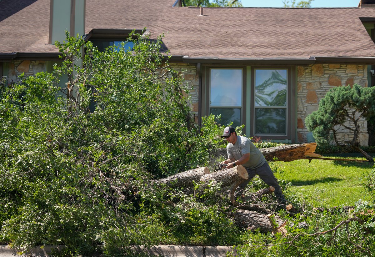 jayjanner's tweet photo. Fallen trees, damaged cars and cleanup efforts were visible across South Austin neighborhoods after severe overnight storms moved through the area. https://t.co/f9zEcnNTEy