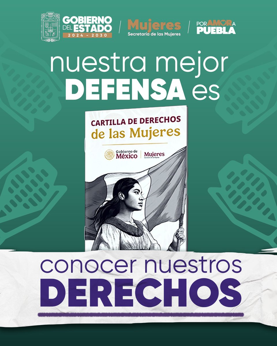 MujeresGobPue's tweet photo. 💜 Conocer tus derechos fortalece tu confianza y tu capacidad de decidir.

La información clara abre camino a una vida con mayor igualdad, libertad y bienestar para las mujeres.

Consulta la Cartilla 👉 https://t.co/FuUUTXw21M

#PorAmorAPuebla #RompeElSilencio https://t.co/IwBxeHPQCR