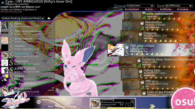 Emillyosu's tweet photo. I also managed to set this score worth 617 pp (655 in rework)
in the current state of the rework, this score me at #1 denmark... incredible https://t.co/Nx4bvPAz4J