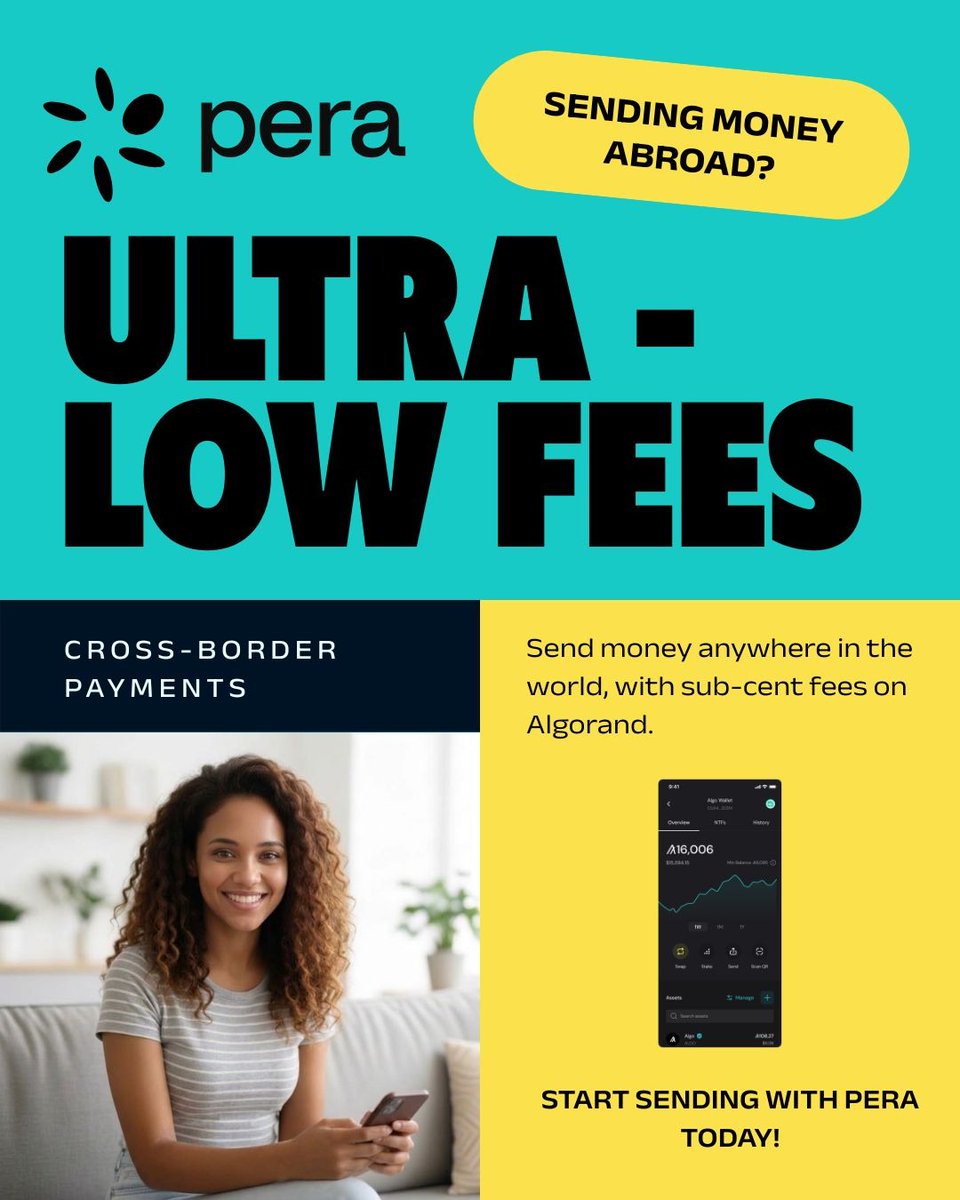 PeraAlgoWallet's tweet photo. Less lost on fees, more where it matters most