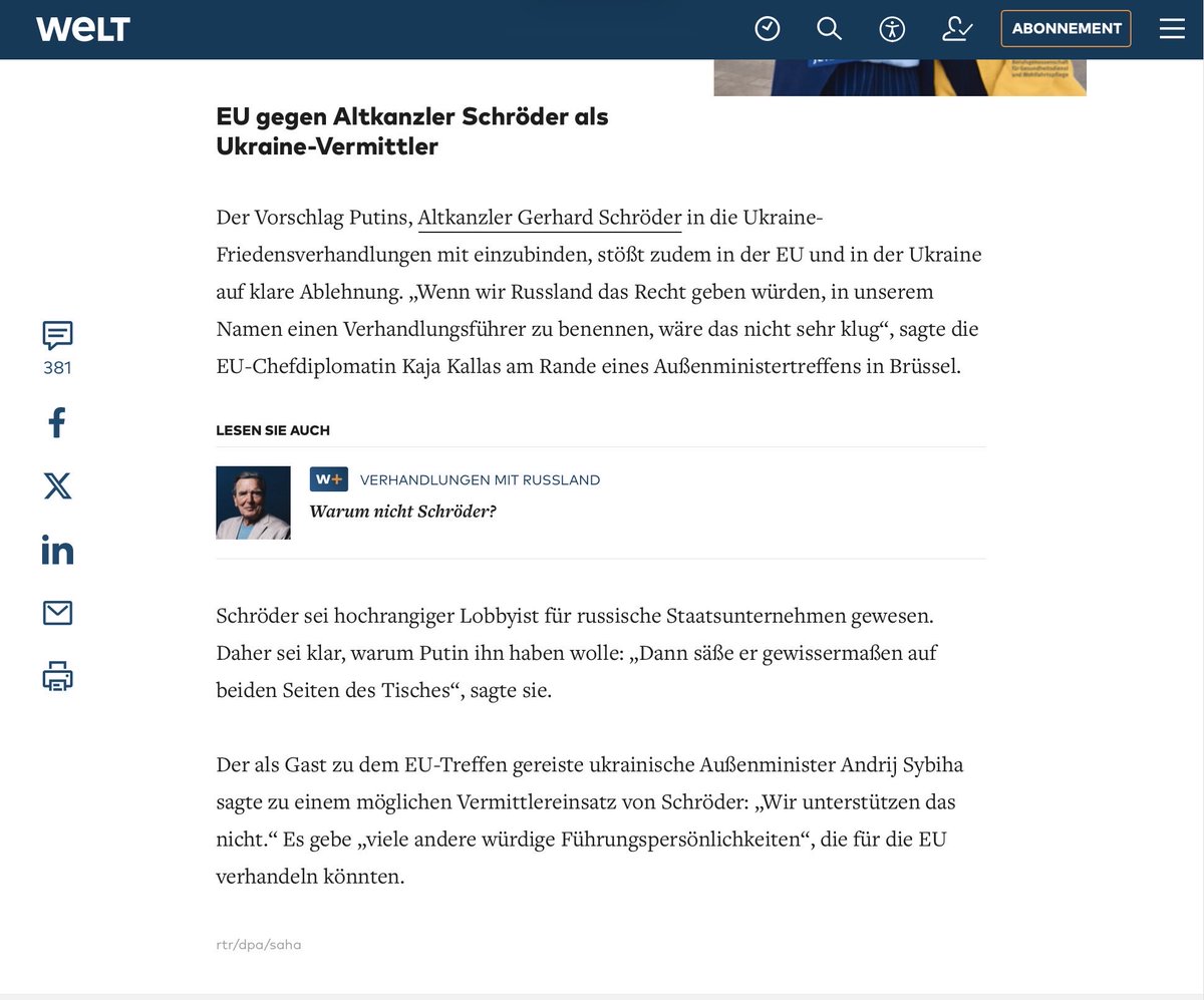 KHSchmidt1955's tweet photo. Frau Kallas träumte als vorgebliche EU-Chefdiplomatin auch schon mal öffentlich von der Zerschlagung der Atommacht. Insofern kann ihr Interesse an einer Vermittlerrolle Schröders eher als wenig ausgeprägt  vermutet werden. #Schröder #Ukraine #Russland https://t.co/1So2Nan6o8