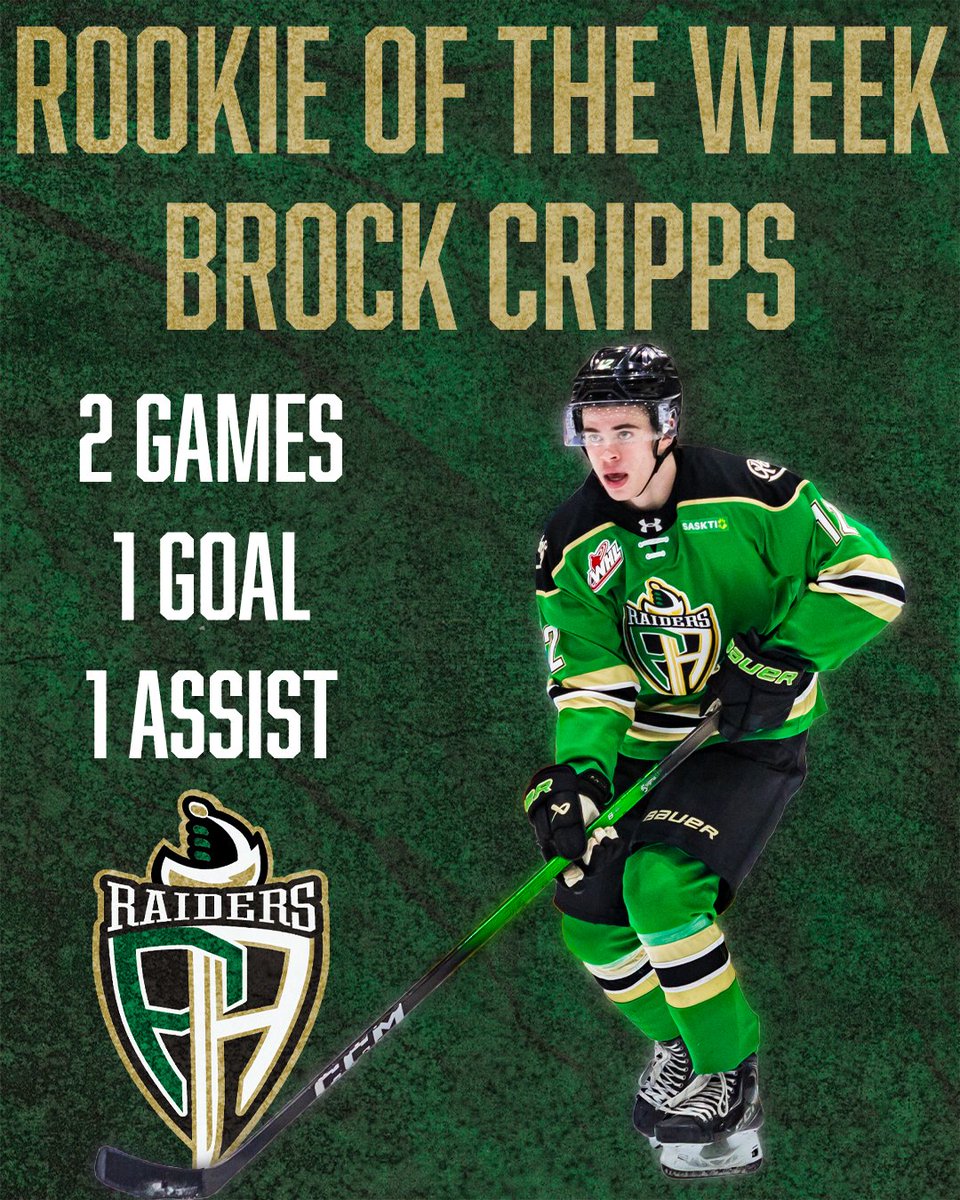 PARaidersHockey's tweet photo. Brock Cripps has been named Sandman WHL Rookie of the Week for the third time this postseason!

https://t.co/rJzeYV75cQ https://t.co/MfmTAdL8Yz