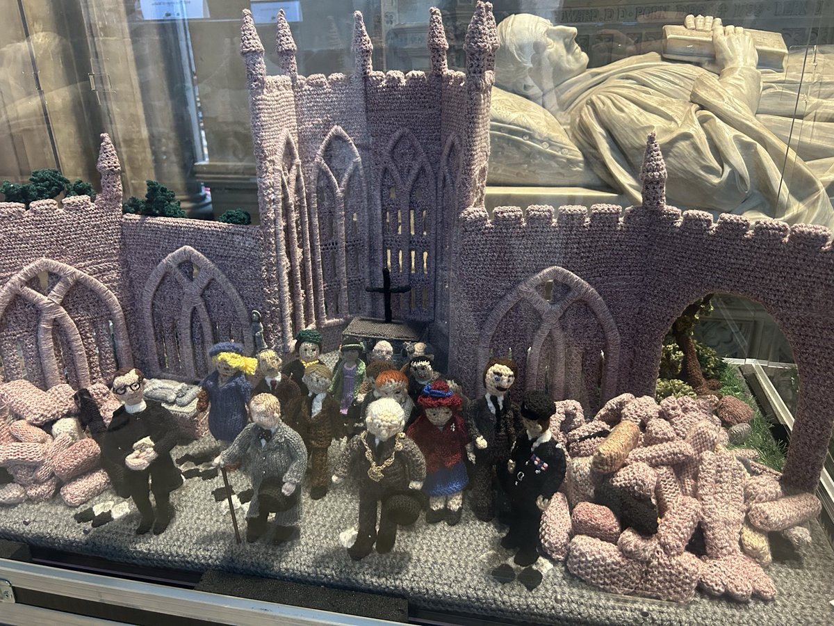 RichardTWatson's tweet photo. The Longest Yarn 2 exhibition at @LichfieldCath - a history of Britain in WW2 in 80 knitted scenes - is charming and surprisingly moving in parts.  Also ft. @CovCathedral! https://t.co/kmVafKgI1i