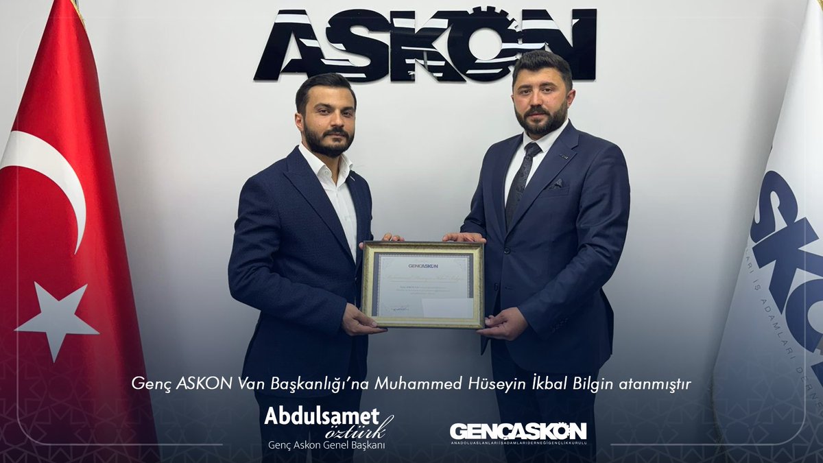 AskonVan65's tweet photo. 📍Genç ASKON 

Van Şube Başkanlığı görevine seçilen 
Sayın Muhammet Hüseyin İkbal Bilgin  Bey’i tebrik ediyor, görevinde başarılar diliyoruz.

Sayın Hakan Perihanoğlu’na bugüne kadar göstermiş olduğu emek ve katkılarından dolayı teşekkür ederiz.

@a_sametozturk 
@osmancicekel https://t.co/AV3lkLU7aa