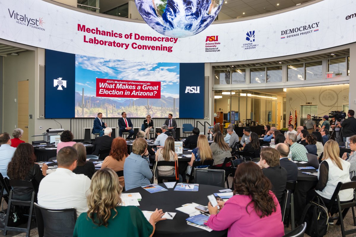 DemoDefenseProj's tweet photo. ICYMI: Our DDP AZ board joined forces with @ASU’s Mechanics of Democracy Laboratory and @arizonafuture to spark important conversations about election integrity, longstanding election processes, and common-sense reforms to strengthen our democracy.

Read: https://t.co/EBdwVZ9Beu https://t.co/PYIfte95Wm