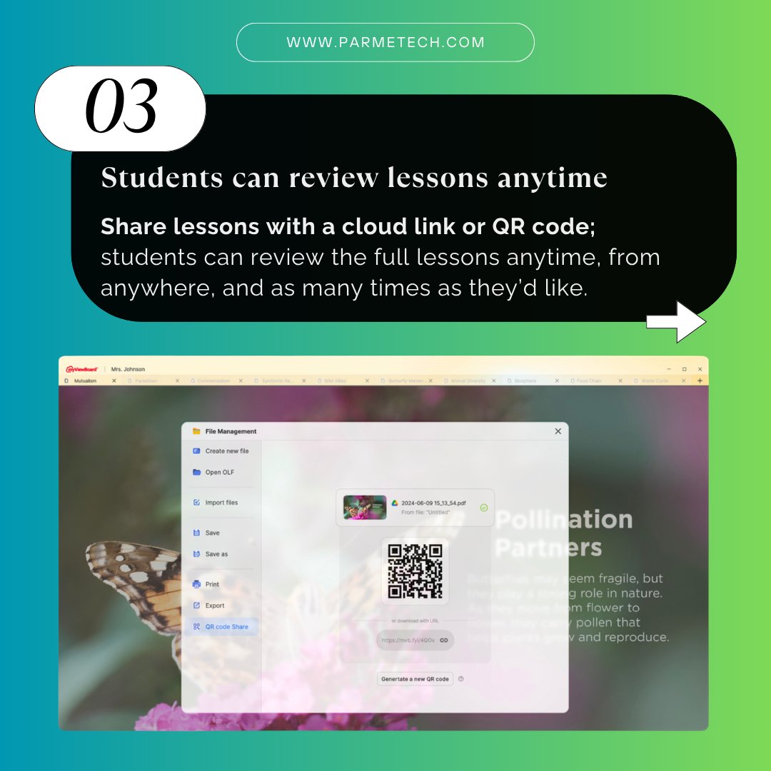 parmetech's tweet photo. With @ViewSonic's myViewBoard 3.0 sharing features, interactive lessons can live on exactly as the teacher taught them in class...and it's as easy as 1, 2, 3 🤌✨

Keep students connected, support absences, and make lesson review easier than ever 👇

#EdTech #InteractiveLearning https://t.co/LIbNChFS8Q