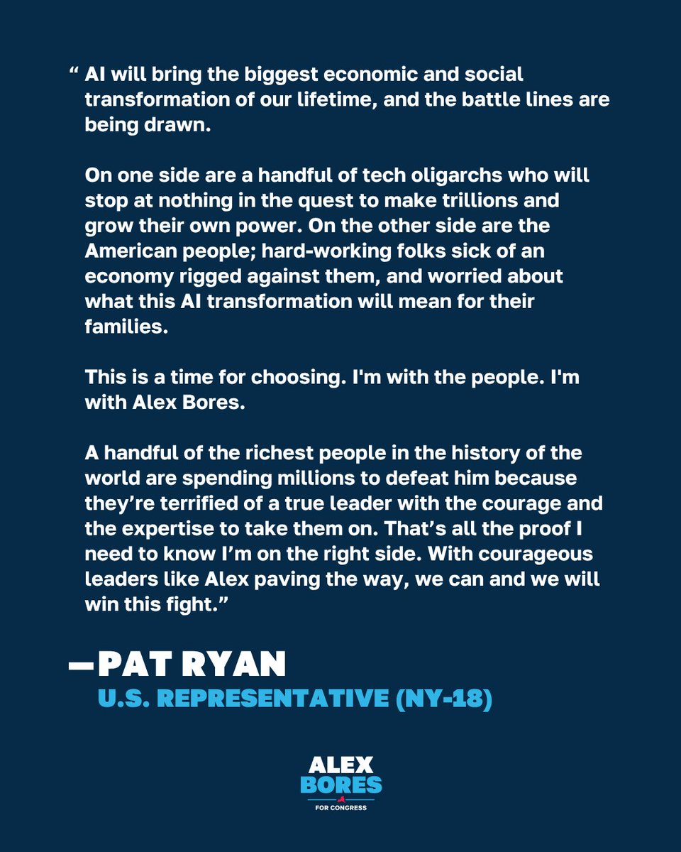 AlexBores's tweet photo. I'm deeply honored to have @PatRyanUC's endorsement. https://t.co/TN4WpKfuUn