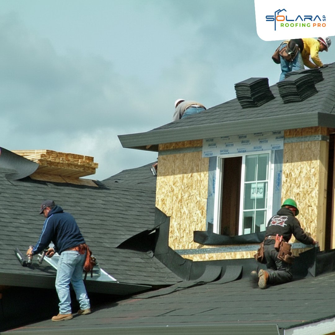 SolaraRoofing's tweet photo. Before and after — this is how we transform a roof. 🏠 Our crew completed this full shingle installation from start to finish. The last shot speaks for itself — a clean, solid roof ready to last for decades. That's our work and we stand behind every detail.  💪
#Roofing #NewRoof https://t.co/WfR3R6gviz