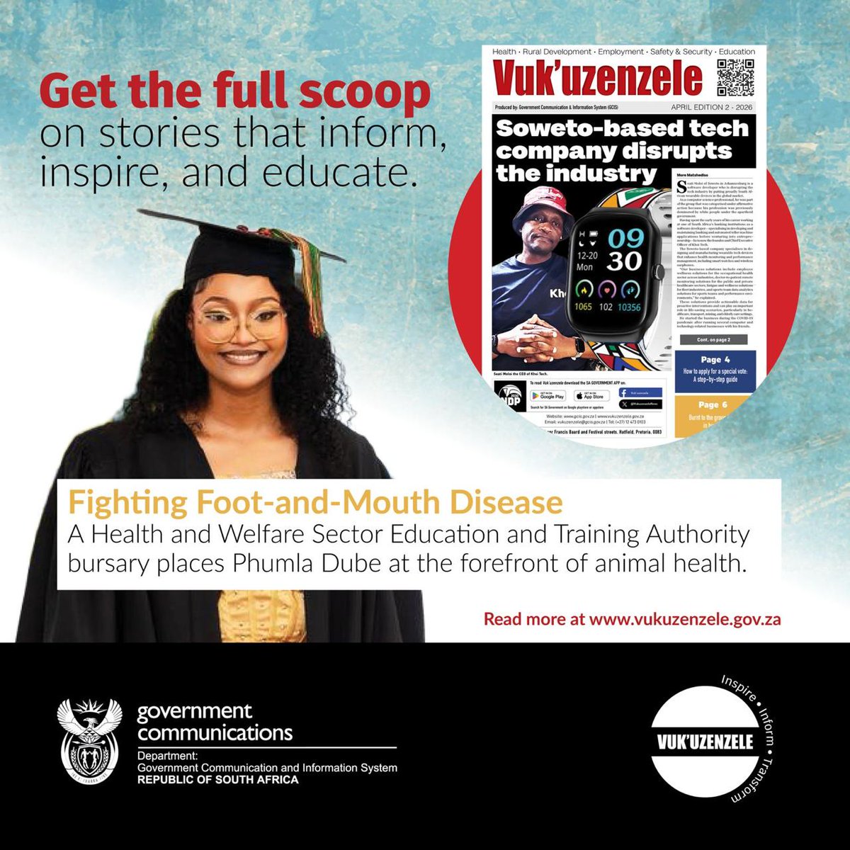GovernmentZA's tweet photo. ๐ฐ Grab your read!
Vuk'uzenzele brings you stories that inspire progress and possibility.
๐ Download your free copy: https://t.co/vojCdbBjJT
#VukTalks #VukuzenzeleMagazine #GovZAUpdates https://t.co/bmIXGyGHBs