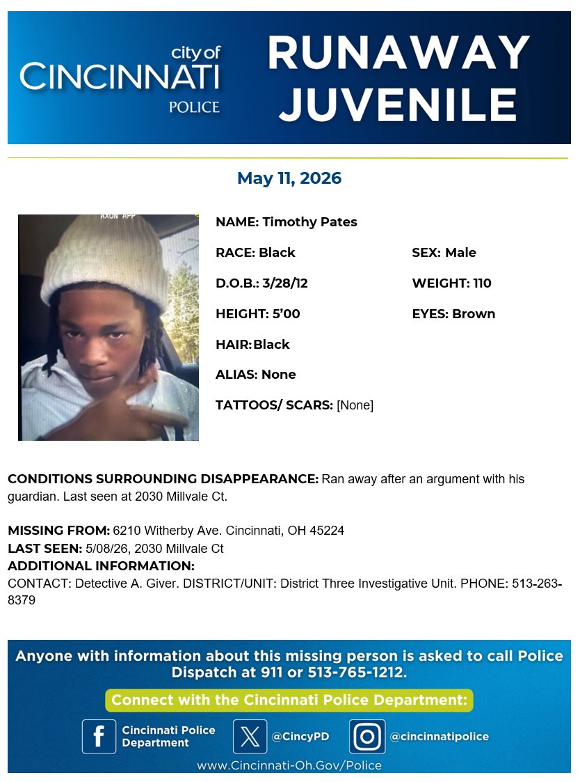Cincinnati Police Department tweet media