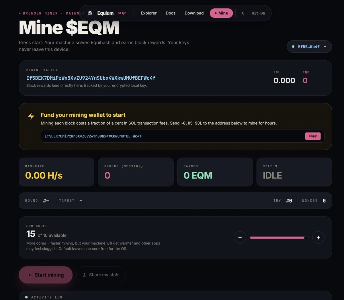 Ordinalsnfts_'s tweet photo. FREE Miner $EQM on SOL

Total supply: 21,000,000 EQM
- Premine: 2M1 EQM
- 1 per miner 25 EQM
- Supply: 84K 

Miner: https://t.co/XfpbNdOkeJ

First 30 minutes will be higher tax (Anti bot)

- Create a new wallet
- Save key -> Miner
- Prepare SOL to make fee confirm txs: 0.1 sol
- 0.005 sol ~ 30 per mine

Miner are very harmful to your computer, so always consider this before using them, Im not responsible.

I didn't receive anything from the project, whether you mint it or not is up to you.

Create a new wallet to mint!
Don't mint too much, just $10 - $20

DYOR🫡
