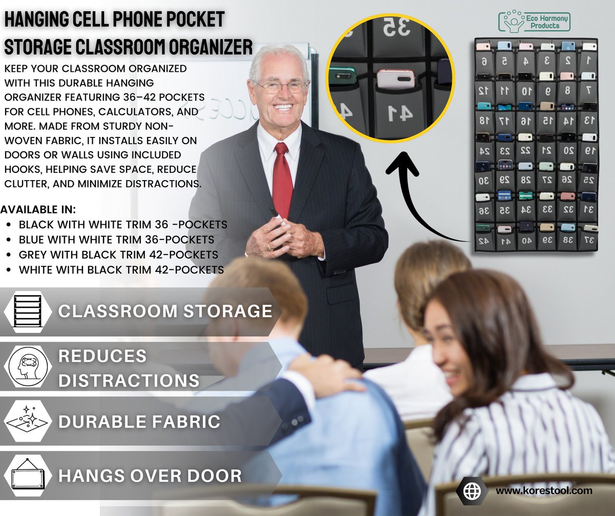 KOREstoolDesign's tweet photo. 🎒 Keep your classroom neat, safe &amp; distraction-free! #ClassroomOrganizer #TeacherEssentials #KoreDesign #CellPhoneHolder #TeacherTools #SchoolOrganization #WalmartFinds #WayfairFinds https://t.co/DeRpyPYWlx