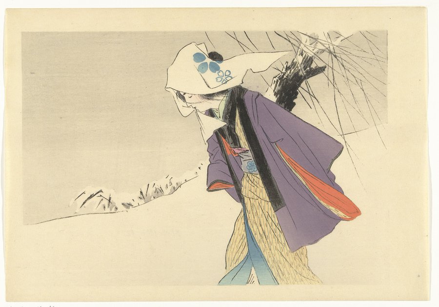 JapanTraCul's tweet photo. Woman walking through the snow, by Kajita Hanko, 1900-1917 https://t.co/znWkfvHrBU