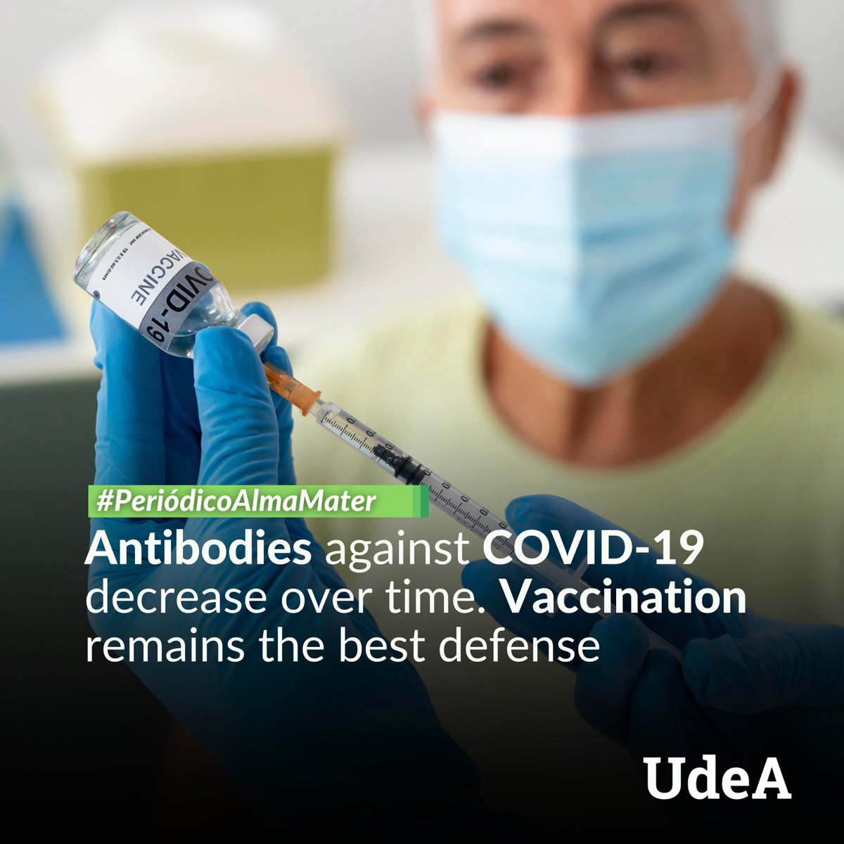 UdeA's tweet photo. 🦠💉Did you get all three doses of the COVID-19 vaccine and think the virus is a thing of the past? Nothing could be further from the truth. Several studies, including one recently conducted by #UdeA in conjunction with the Governor’s Office of Antioquia Departmental Public Health Laboratory, have shown that the antibodies generated after immunization decrease over time. Therefore, maintaining vaccination schedules remains crucial for protecting individual and public health.

😷 Five years later, COVID-19 no longer dominates the headlines or is a common topic of conversation, and it seems that life has simply returned to what it was before the pandemic. However, the virus continues to circulate, and the protection offered by vaccines is not permanent. Understanding how the immune response elicited by vaccines evolves remains a topic of interest to the scientific community worldwide.

📌 We invite you to read the article in the #PeriódicoAlmaMater👉  https://t.co/7uxbVZoJE1

📰 Este artículo se publicó en versión español el 20 de marzo de 2026: https://t.co/bRos744gpt

#UdeACasaDeTodos