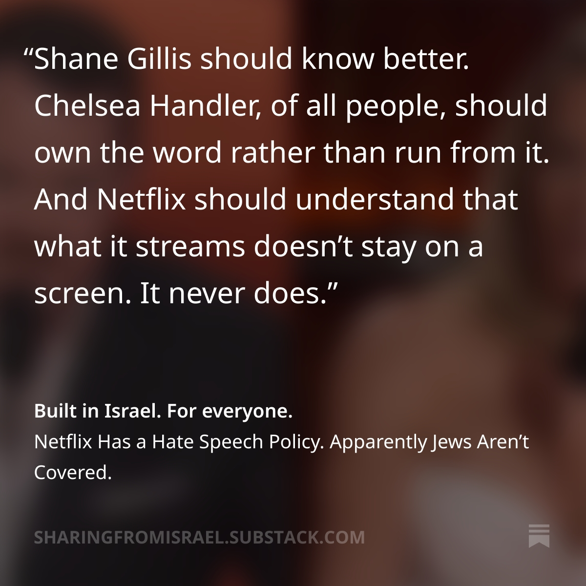 martinlieberman's tweet photo. This, by @MitchSchneider: "Antisemitism doesn’t spread. It accelerates. What used to require a rally, a pamphlet, a movement now requires a comedian, a wink, and a streaming license. Netflix just handed it a match." https://t.co/x4QEvdslrA https://t.co/Xras7MBRfK