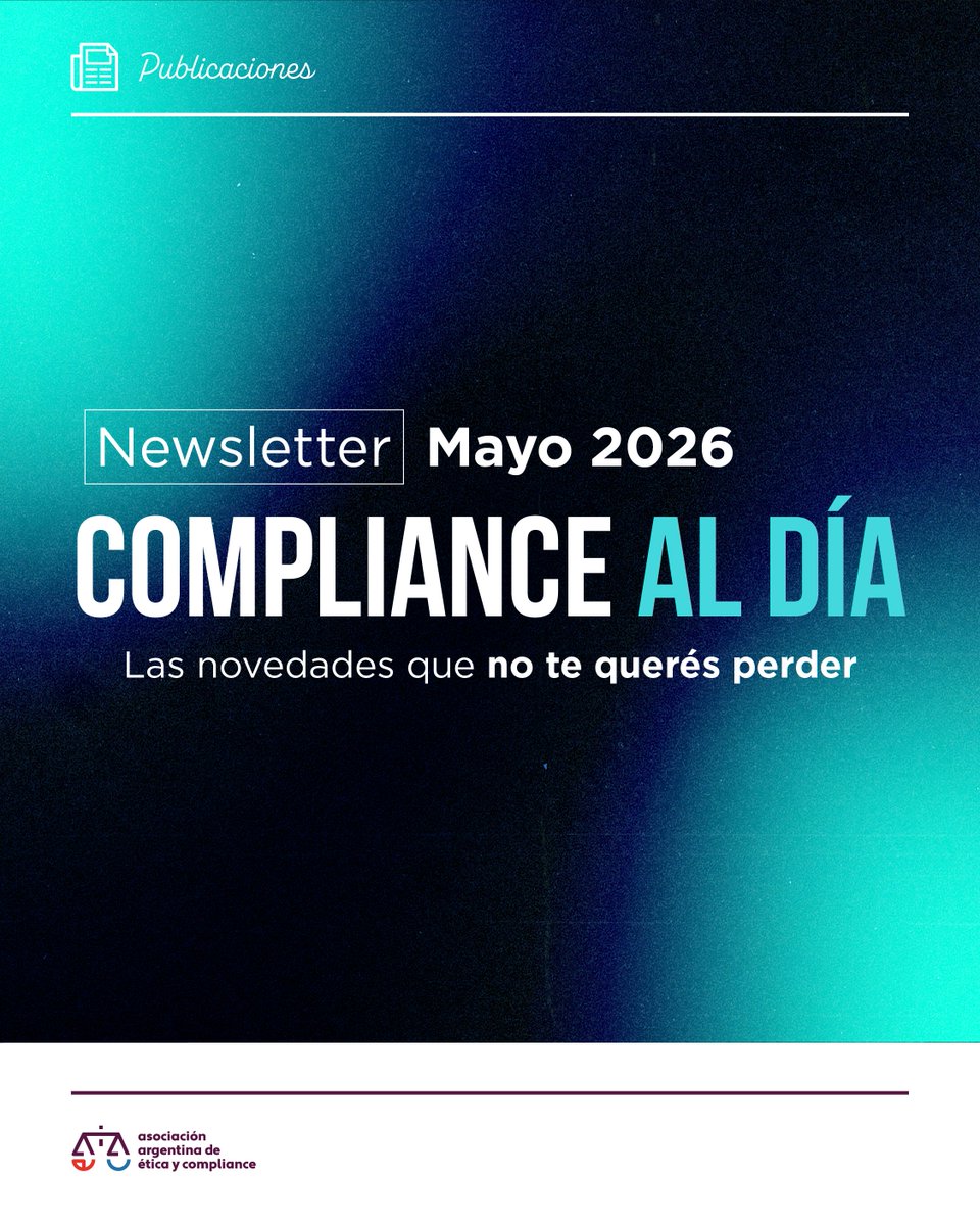 AAECOMPLIANCE's tweet photo. 📰 ¡Llegó la edición de mayo del #Newsletter de la #AAEC!

Un recorrido por las novedades, encuentros y actividades que marcaron estas últimas semanas en la comunidad de Ética y Compliance. ✨

👉 Link: https://t.co/G5JhCF7fsI

#AAEC #NewsletterAAEC #Compliance https://t.co/NBkcFec7D1