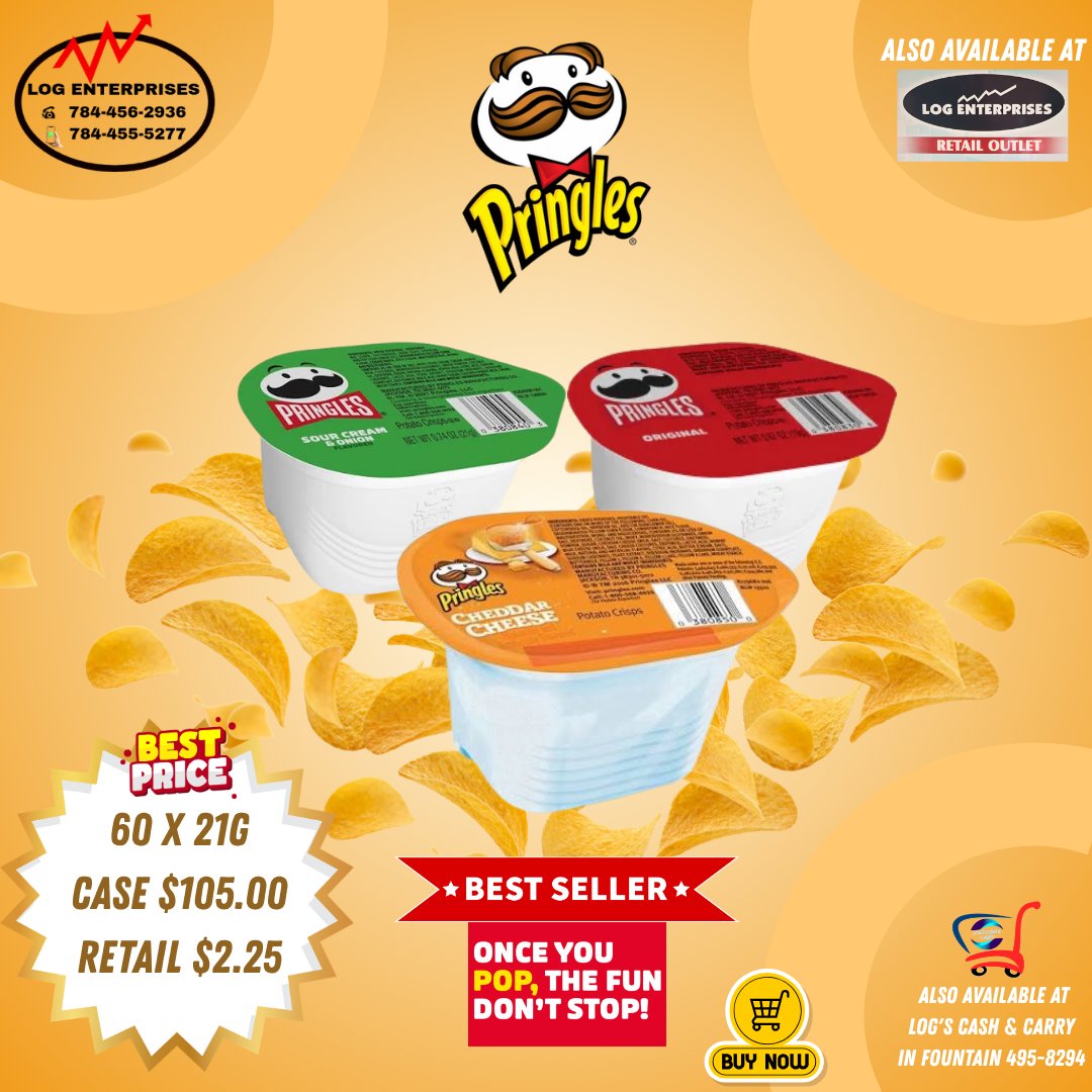 IAMR3CKA's tweet photo. REMEMBER TO GET YOUR PRINGLES 
 AT LOG ENTERPRISES COMPANY LIMITED, LOG ENTERPRISES RETAIL OUTLET &amp; LOG'S CASH AND CARRY! https://t.co/KVHdDTcLXY