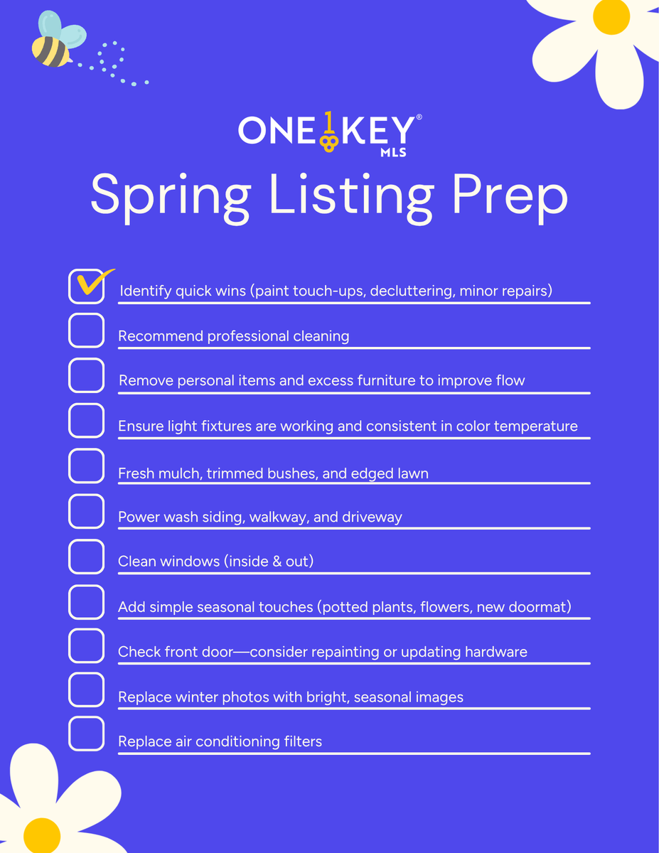 onekeymls's tweet photo. Spring is here, and so is the busiest season for homebuyers.

Thinking of selling? Use this simple checklist to refresh your space, simplify your prep, and get your home show ready with confidence. 

List your home and connect with a local expert today: https://t.co/S9yocidTS8 https://t.co/7khVYG2pzW