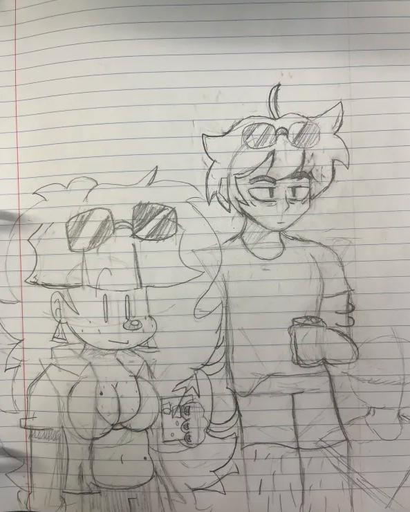 Haven't posted any drawings in abit so here's a sketch of me & my ...