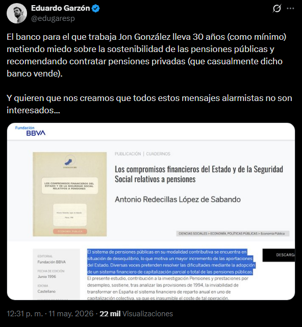 Jon representaba tan bien los intereses de BBVA que se ha tenido que borrar la cuenta para que no le despidan.