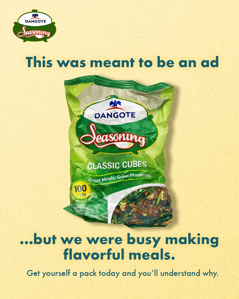 DangoteSalt's tweet photo. Get yourself a pack of Dangote Seasoning and discover the rich taste that keeps every meal memorable.

Taste it for yourself. 
#DangoteSeasoning #TastyMealsGreatMoments https://t.co/lu7CgiJ49D