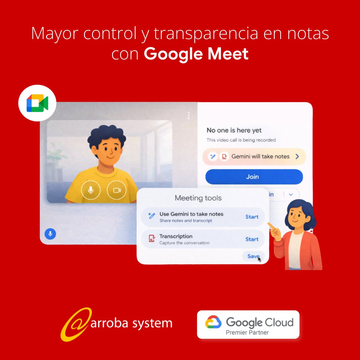 arrobasystem's tweet photo. ¡Más control en Google Meet! 🛡️ Ahora decide si la IA toma notas antes de entrar a la reunión. 

Conoce las novedades: https://t.co/cTajtcat0k

#GoogleMeet #IA https://t.co/ga8e4IXHDp