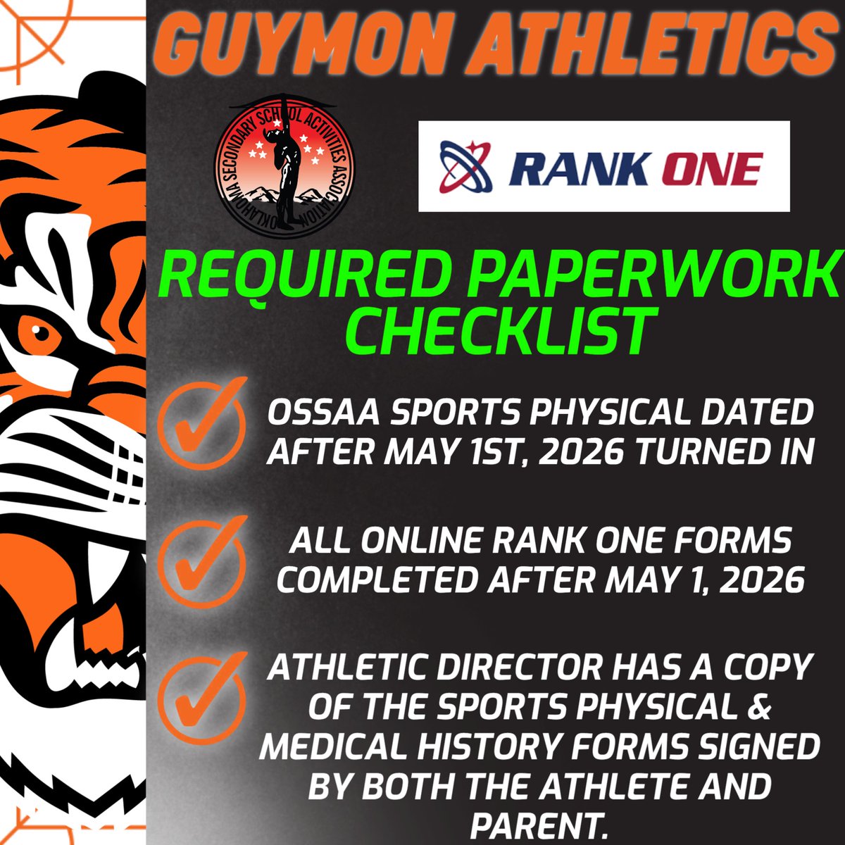 GuymonTrack's tweet photo. JH &amp; HS athletes/parents: complete Rank One paperwork now before summer workouts. Physical dates coming soon!
https://t.co/emLBxLFeMN https://t.co/X1FETvKREP