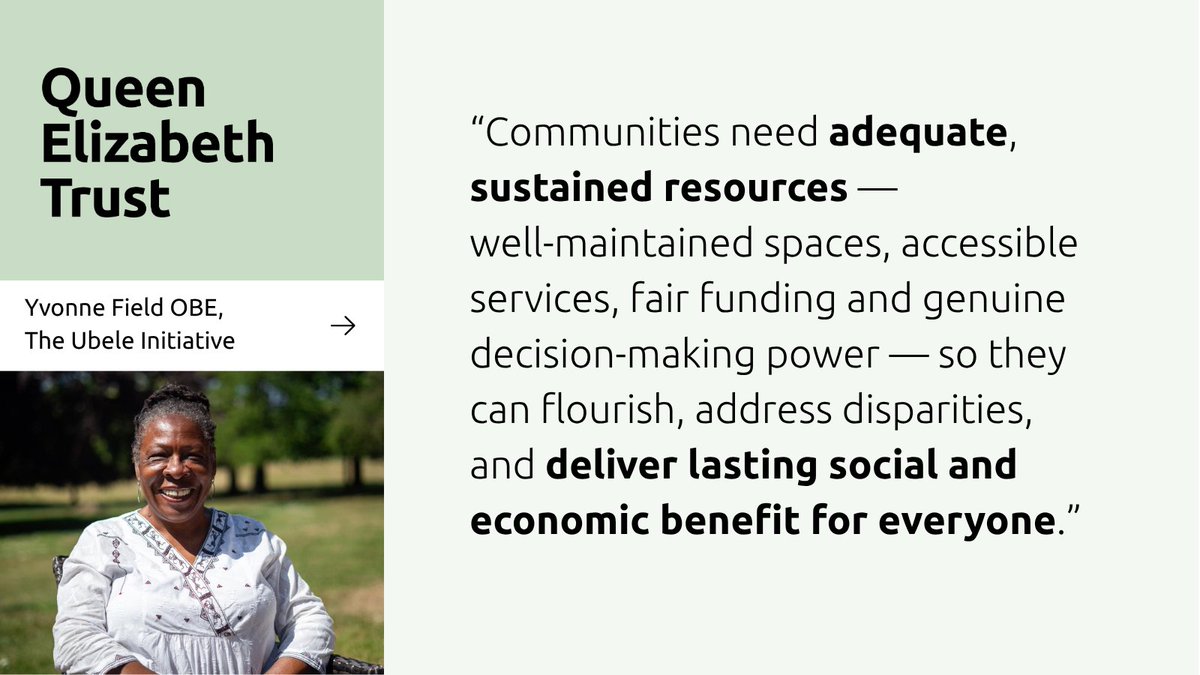 QETrust's tweet photo. Yvonne Field @ubeleinitiative is one of many community leaders we spoke to about how the Queen Elizabeth Trust can help communities to thrive. We are grateful for the advice and encouragement we received from voices across the UK. https://t.co/oTE85yuVMn
