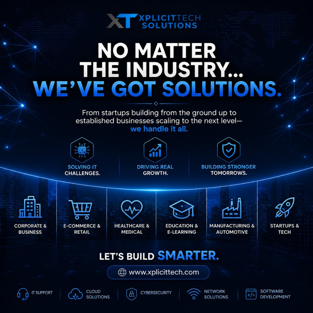 xplicittech's tweet photo. No matter what industry you’re in… we got you.💻
Startup? Scaling? Somewhere in between? We handle it all 💯

Let’s build something solid 👇
🌐 https://t.co/XrPmslFGVy

#XplicitTech #ITSolutions #BusinessGrowth #TechSupport #Startups https://t.co/gcXXer1fSW