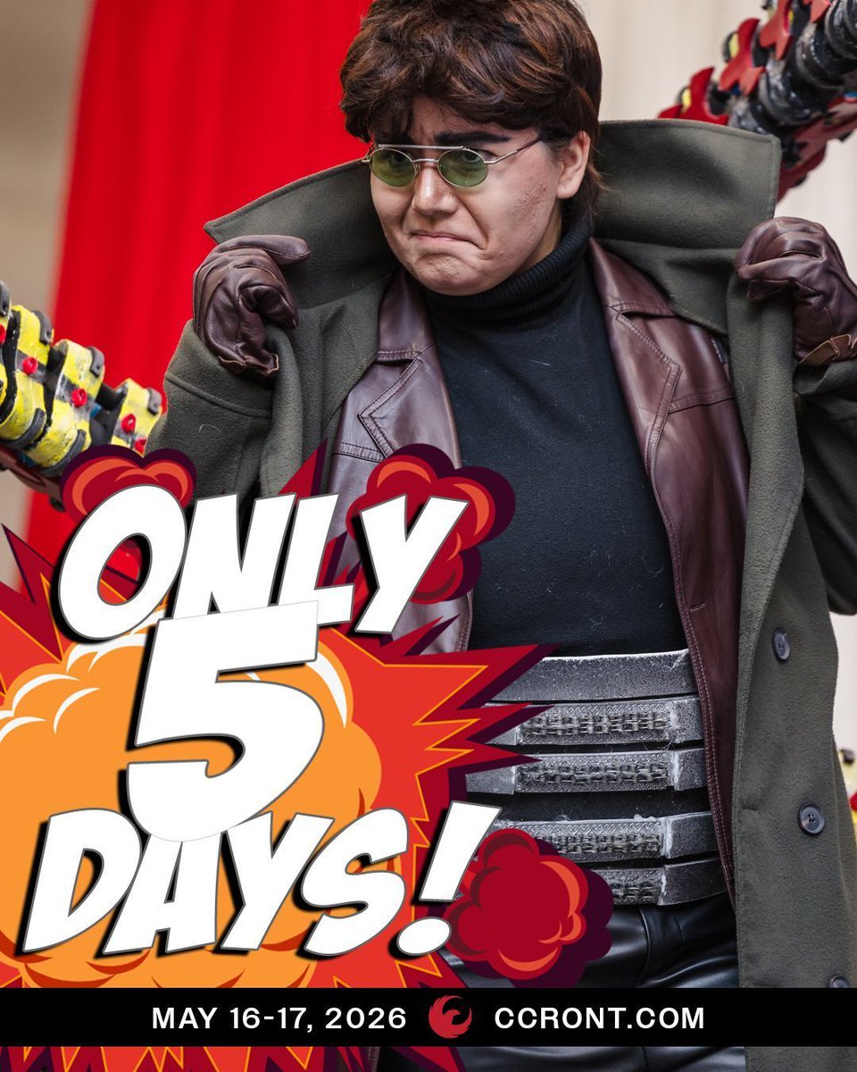 ComicConRvltn's tweet photo. 5️⃣ 5 days left! Got your cosplay ready? Sign up for our contest and win awesome prizes!
🎟️ Tickets: https://t.co/FDH6TDJW07
📸 Photos: https://t.co/XaZiqdRSZv
🦸♂️ Cosplay Contest Sign-ups: https://t.co/sBmqjPGwOt
#CCROntario #ComicConRevolution #5DaysLeft https://t.co/RhUNXczCpw