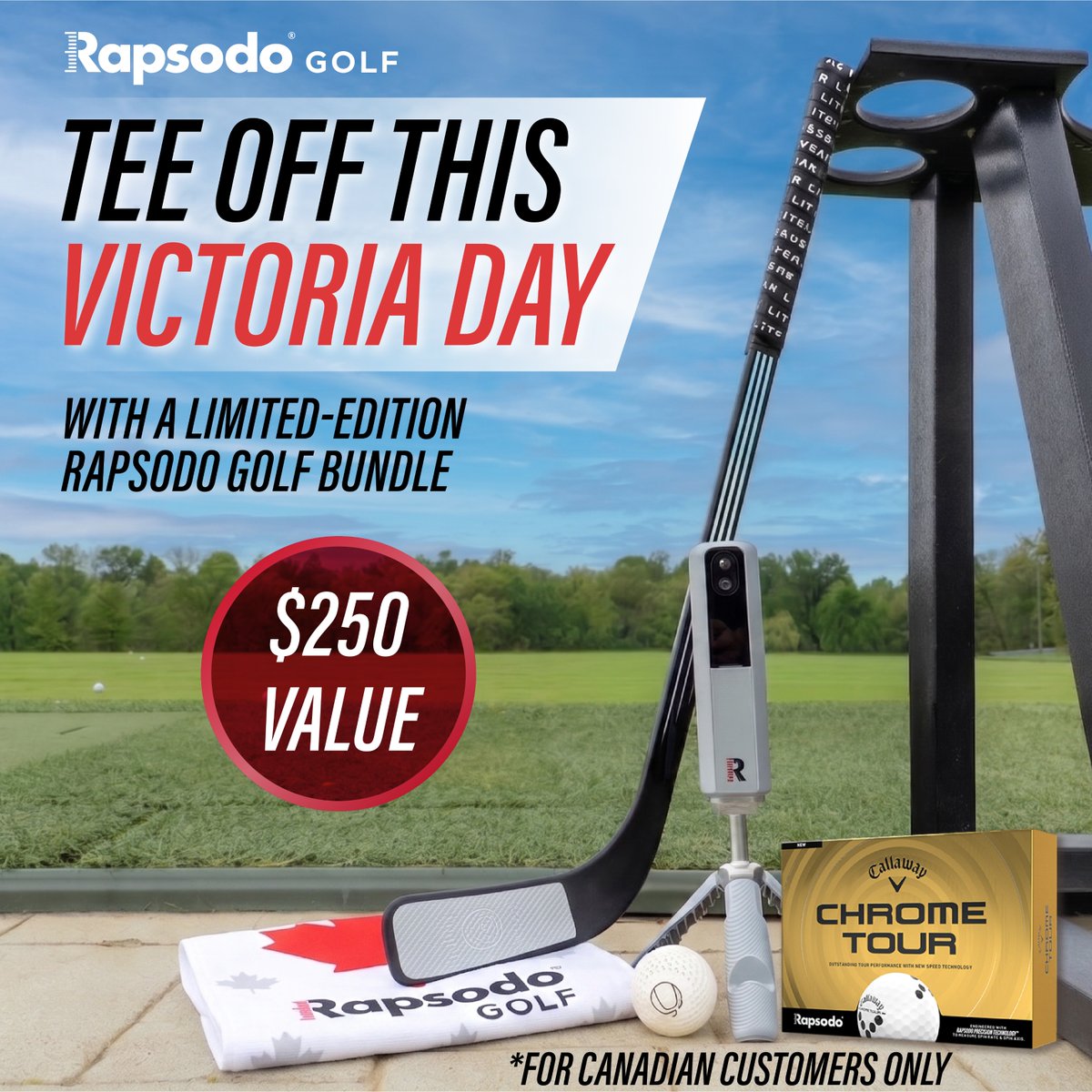 RapsodoGolf's tweet photo. Celebrate Victoria Day with savings 🇨🇦⛳️
Score a limited-edition bundle ($250 value) when you purchase an MLM2PRO.
Available for Canadian customers only. 
Shop now at https://t.co/HwULikYeDi https://t.co/FfOuvnlZyn