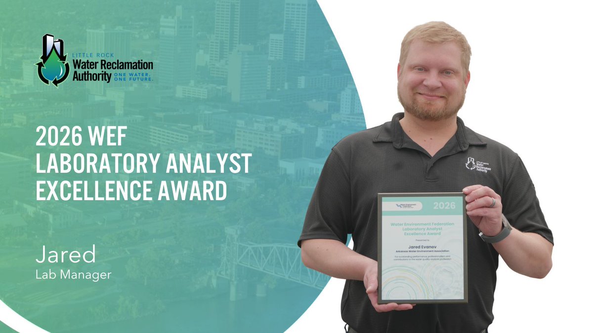 LRWRA's tweet photo. Shoutout to our guys! Terrian took home Young Professional of the Year, Skip grabbed the Collection System Award, Reggie won Wastewater Outstanding Achievement, and Jared received the Water Environment Federation (WEF) Lab Analyst Excellence Award at the AWW&amp;WEA conference. 👏 👏 https://t.co/ID7tDrMV9T