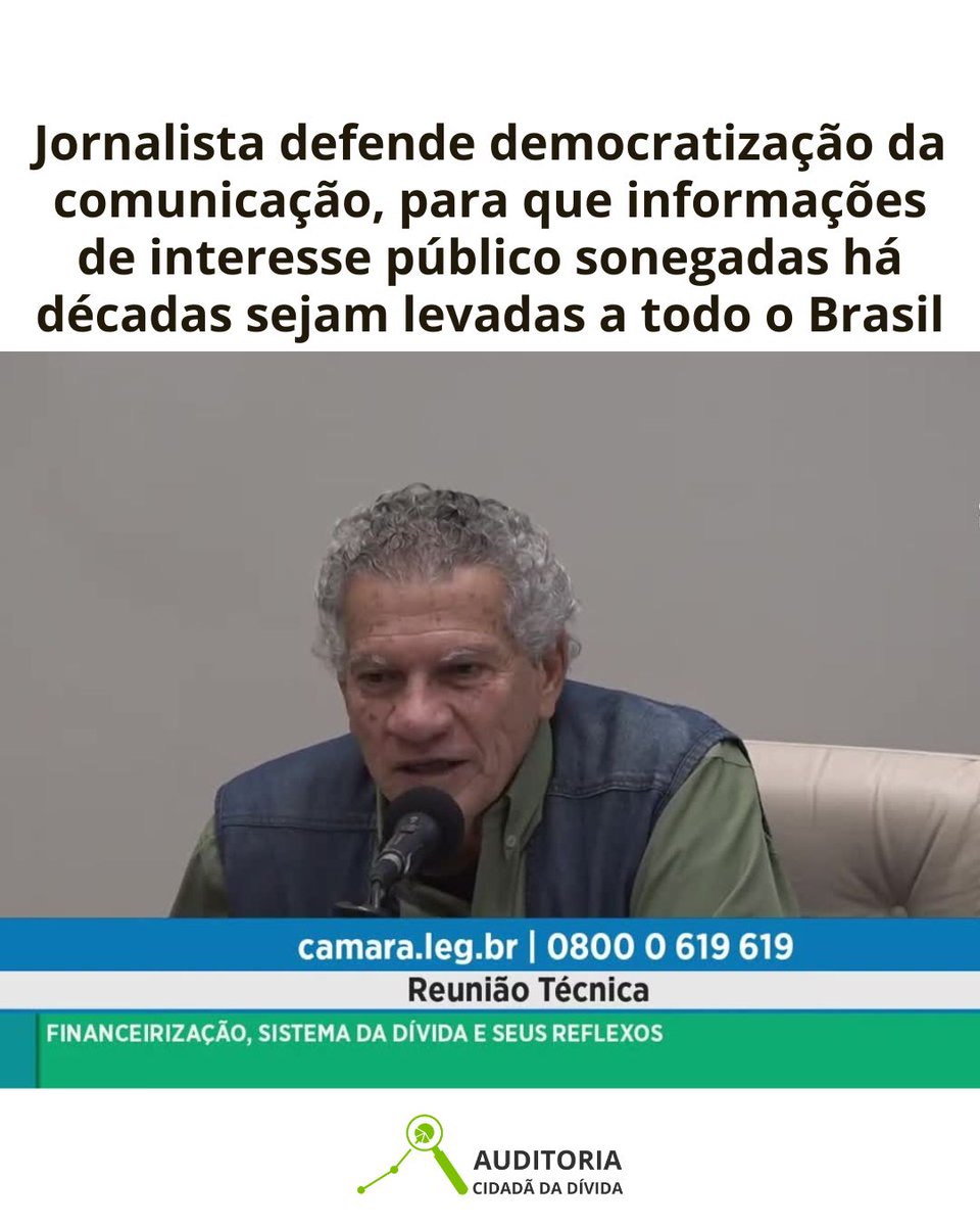 AuditoriaCidada's tweet photo. Jornalista defende democratização da comunicação, para que informações de interesse público sonegadas há décadas sejam levadas a todo o Brasil
https://t.co/j2QiYPKWae https://t.co/m7GTxbPBnA
