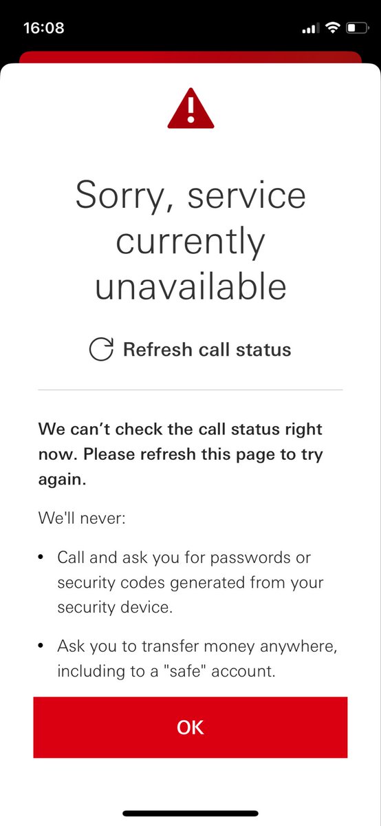janelowther's tweet photo. @HSBC_UK You misunderstood my message. I called on Saturday and was told I would be called today at 12pm and I must be available but there was no call to you today. I’ve tried online and just got this https://t.co/a68xJohawn