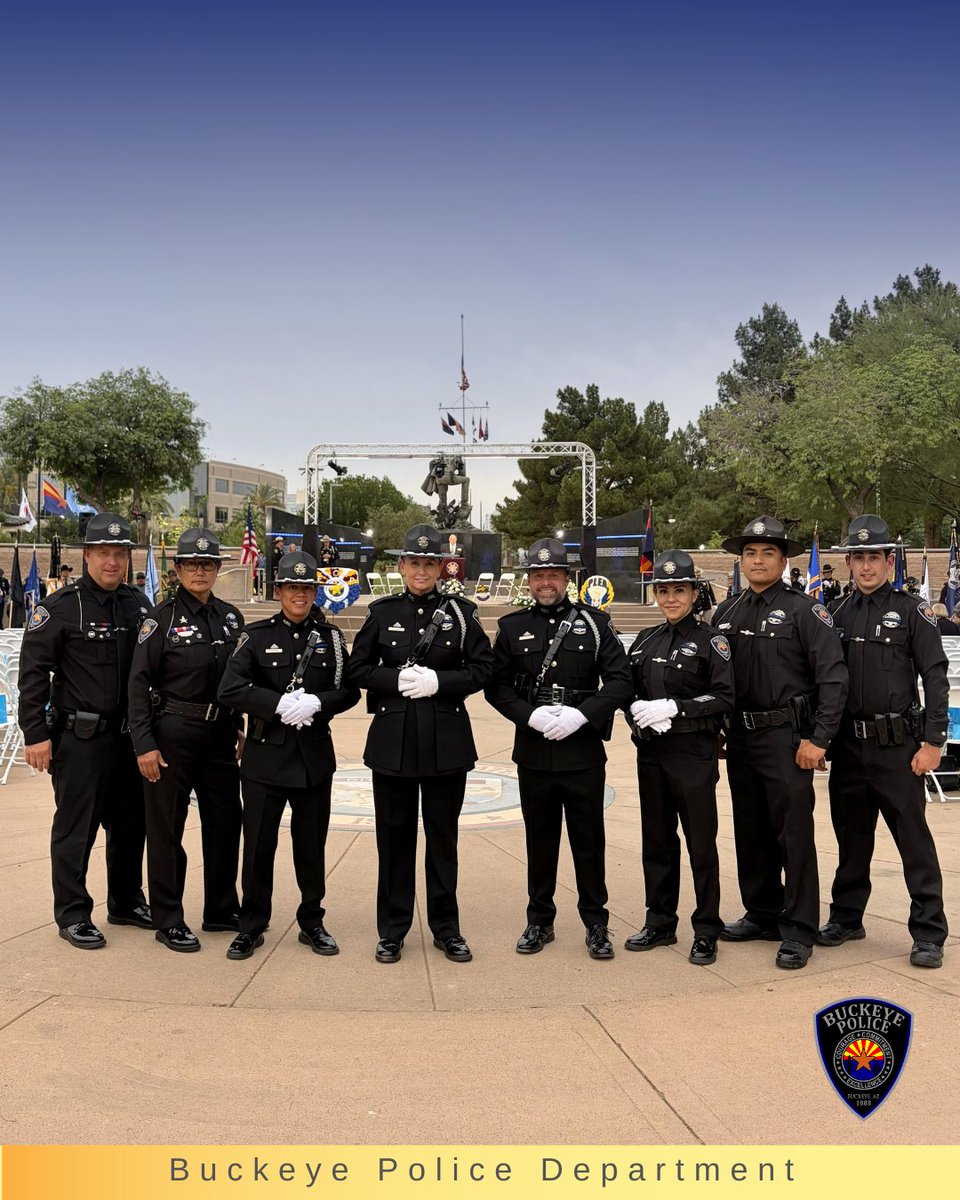 BuckeyeAZPD's tweet photo. As we mark the beginning of National Police Week, BPD honors the courage and sacrifice of fallen law enforcement members including our own Officer Rolando Tirado. Behind every badge is a story of service, family and community. https://t.co/wlWyTla4qr https://t.co/mIBwcImiAS