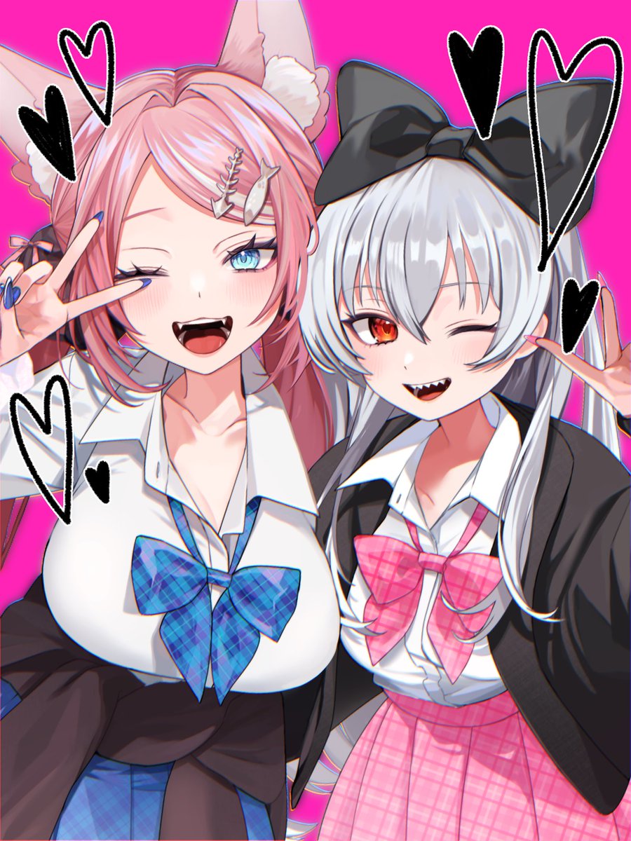 「skeb納品しました! 前回ご依頼分と並べて良い感じになってると思います! #s」|ホ塔のイラスト
