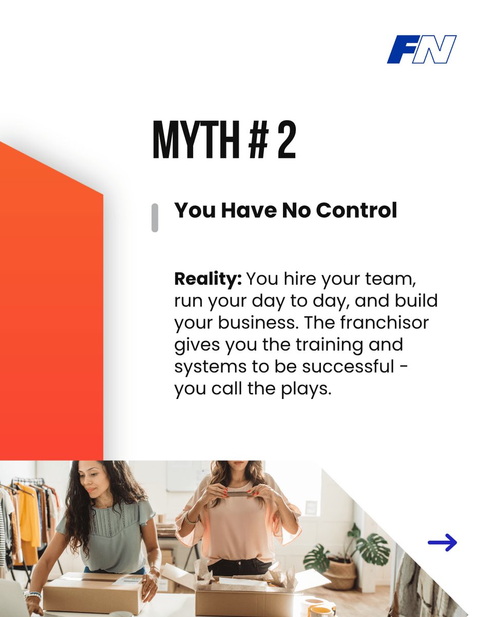 FranNetNeIa's tweet photo. Myths about franchise ownership seem to pop up everywhere, and they stop a lot of people from ever exploring what could be a really exciting path.

#Franchising #FranchiseOwnership #Entrepreneurship https://t.co/XcKy7cXOqq