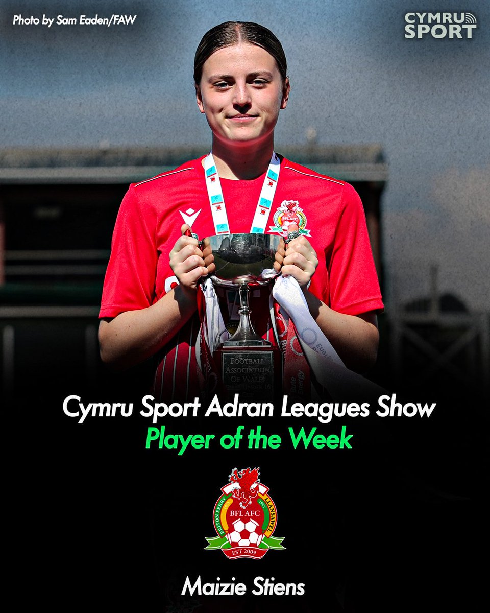 HarryWare07's tweet photo. 🏅 Our Adran Leagues Show Player of the Week from last week was Briton Ferry Llansawel forward, Maizie Stiens. 

The 14-year-old upcoming star, who has already earned a callup to Cymru U17s, scored twice in the Bute Energy U16s Cup Final last week, as Ferry lifted the trophy at Park Avenue. 

Watch the highlights from the game in full on the @cymru_sport
website! 
 https://t.co/3lgJOA0Mpx