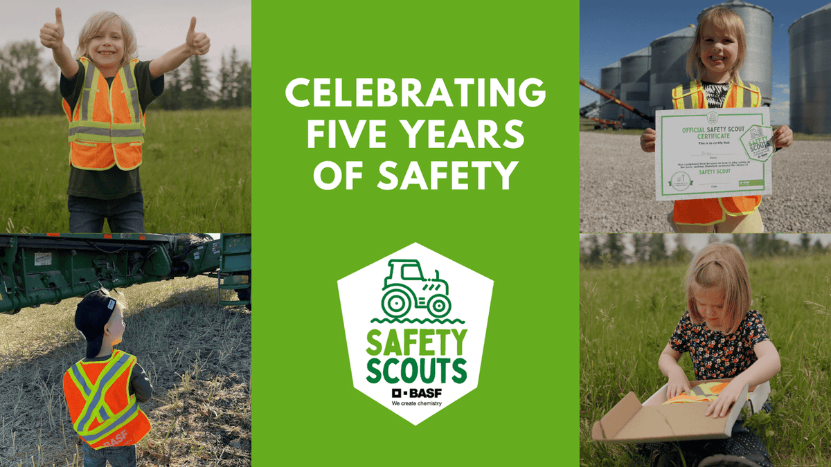 BASFAgSolutions's tweet photo. For five years, #BASFSafetyScouts has helped spark important conversations about safety. As the presenting sponsor of #KidsFarmSafeWeek, we're proud to keep that going.

Order your free safety scouts kit today: https://t.co/9p8EUsZCWz @planfarmsafety https://t.co/jQXh1f9e20
