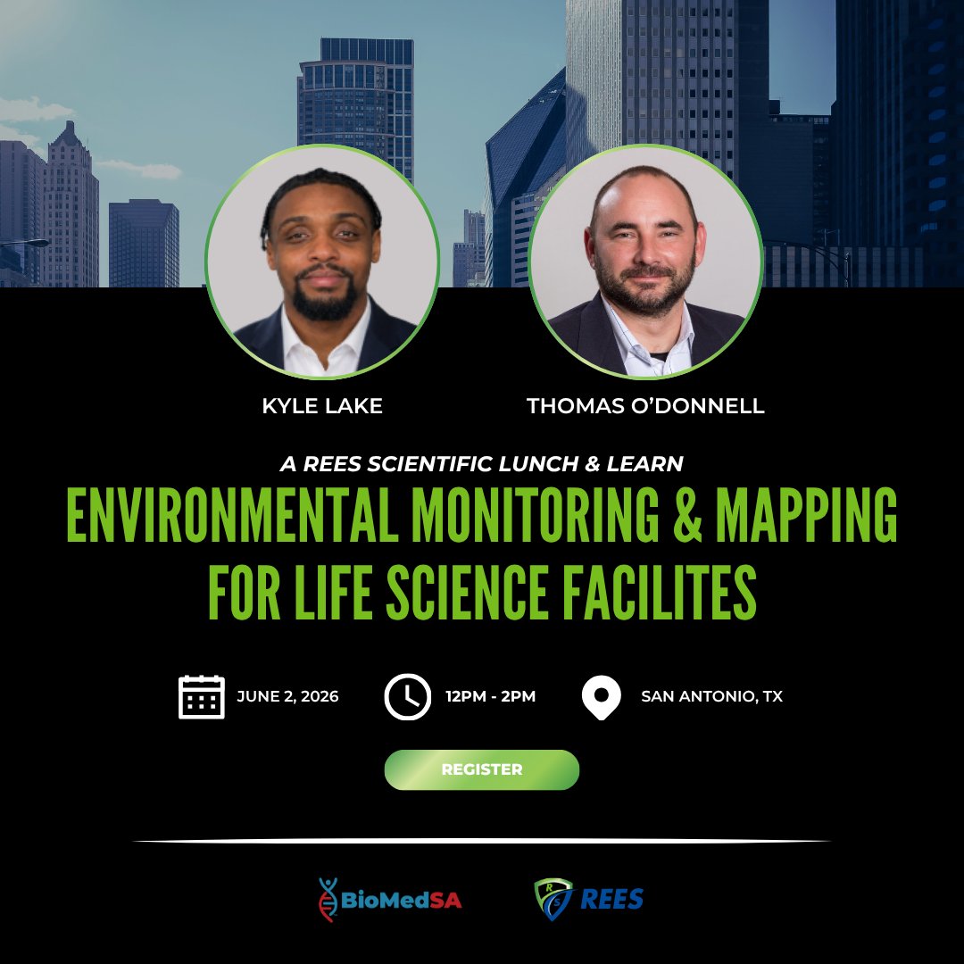 ReesScientific's tweet photo. Join us as we partner with BioMed San Antonio to host a Rees Scientific Lunch &amp; Learn:
Environmental Monitoring &amp; Mapping for Life Sciences

Register here: https://t.co/bjqRVCsrIV https://t.co/5EKIp7t2PY