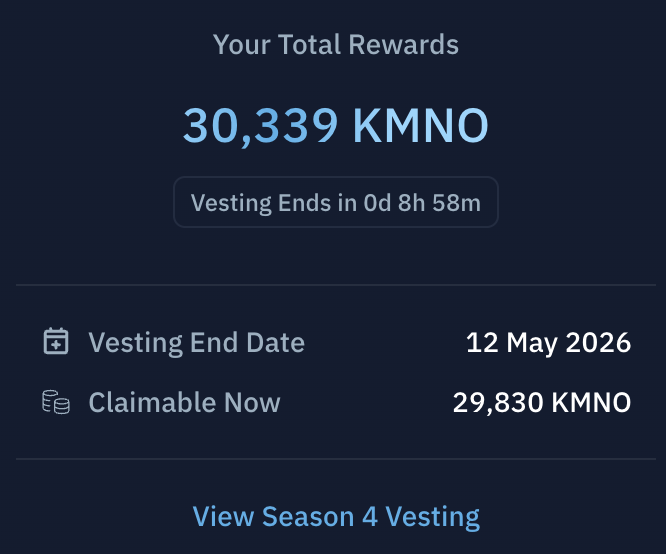 AndyDapp's tweet photo. 9 hours until Kamino Season 4 vesting ends. https://t.co/NCgq4hmb9c
