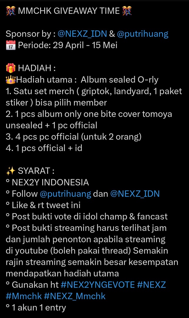 BaseNexz's tweet photo. Nex2y! Ayo ikutan giveawaynya!! <3 https://t.co/LjvDzn8HG6
