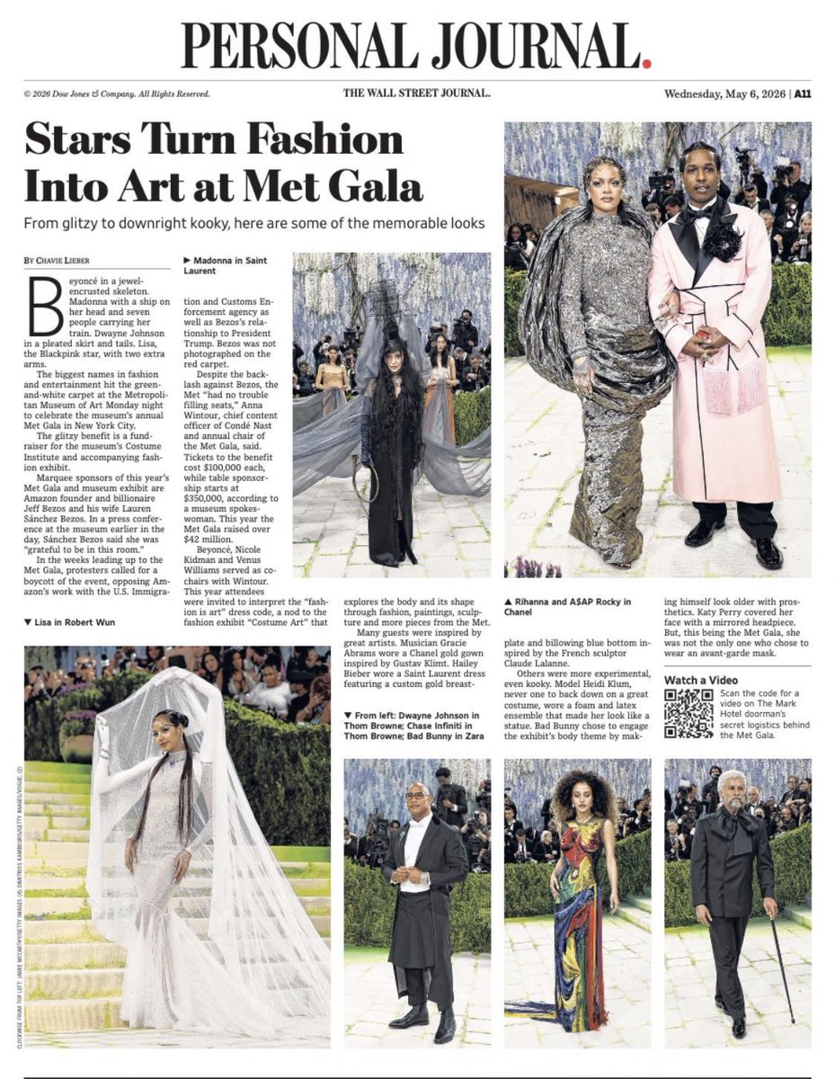 lisa for the wall street journal 2025 &amp; her featured in the latest issues of the wall street journal following the met gala 2026
