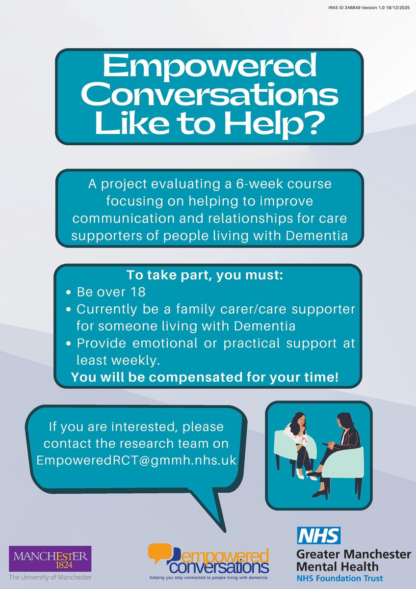 HWBolton's tweet photo. @emP_Convos invite care supporters of people living with dementia to take part in their research👇🏾 @GMMH_NHS @boltonnhsft @boltoncarers @ageukbolton @BreakdownBolton @boltoncouncil @LendHandHorwich @cahn_uk @boltongpfed @flowhesion @BoltonChampions https://t.co/o0hua9abnj